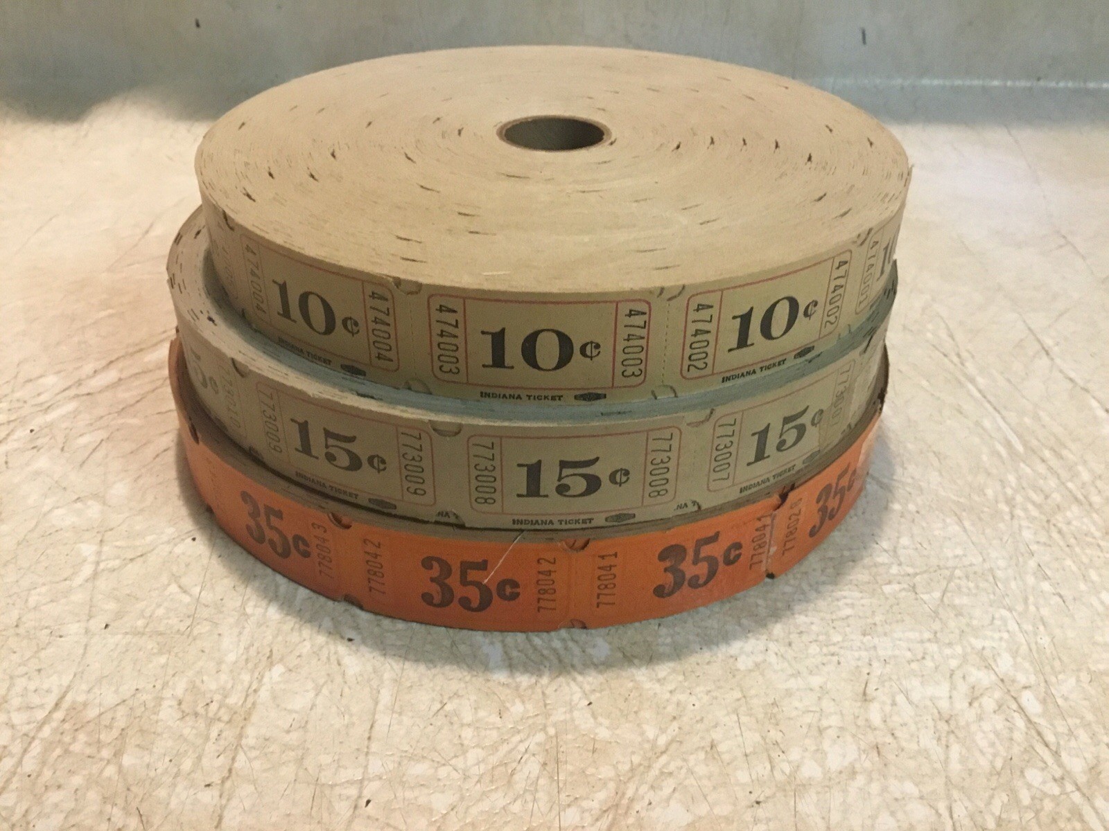 3 Vintage/antique amusement park ticket Roll 10 15 35  Cent Tickets New Lot Of 3