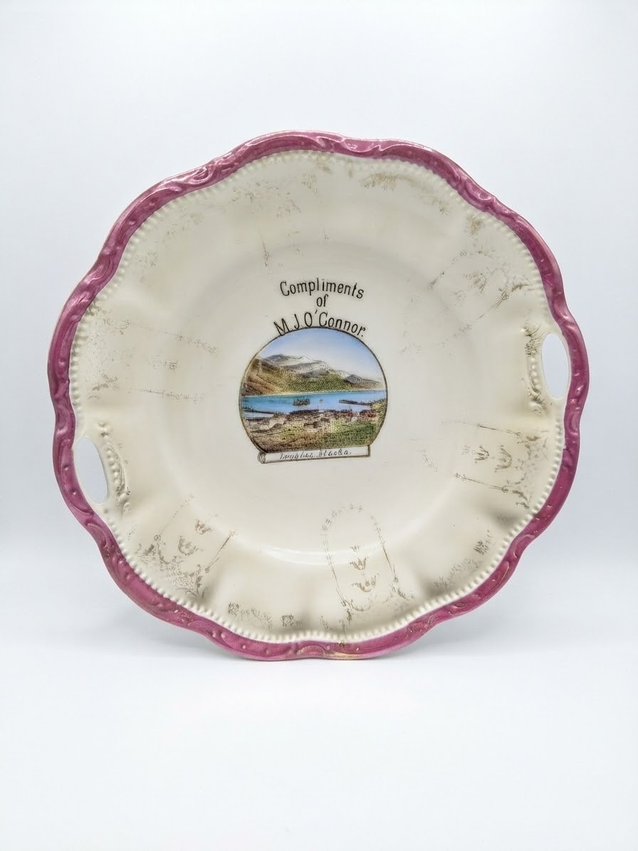 Antique 1900s Douglas Alaska Souvenir Plate Compliments of M J O'Connor 9.5 Antique 1900s Douglas Alaska Souvenir Plate Compliments of M J O'Connor 9.5