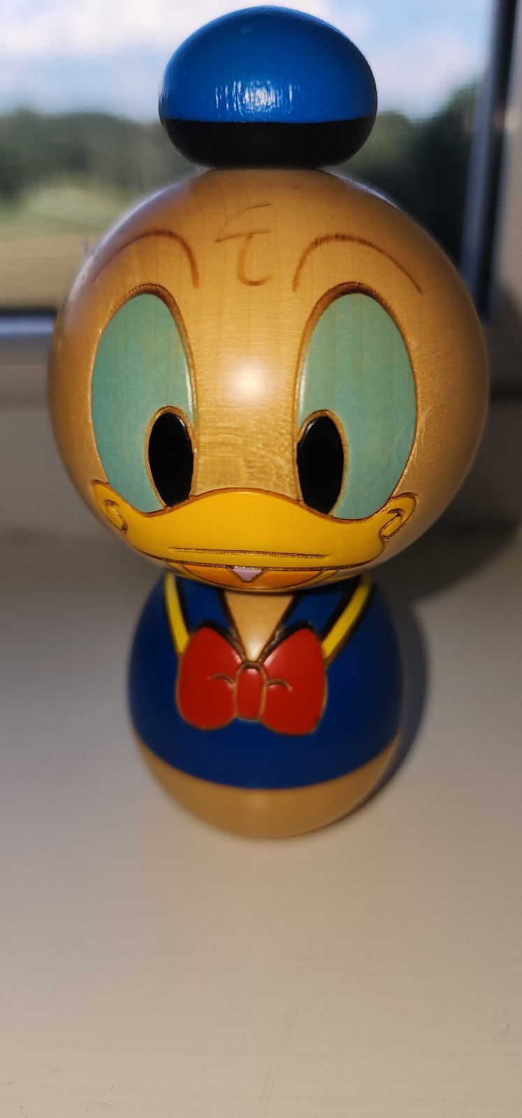 Disney Donald Duck Wooden Kokeshi Doll Toy, Natural Wood, Art Collectible Disney Donald Duck Wooden Kokeshi Doll Toy, Natural Wood, Art Collectible