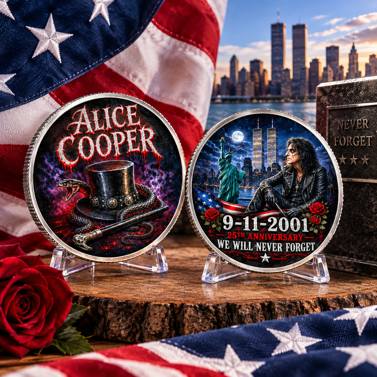 9/11 25th Anniversary Memorial Challenge Coin We Will Never Forget Tribute Gift