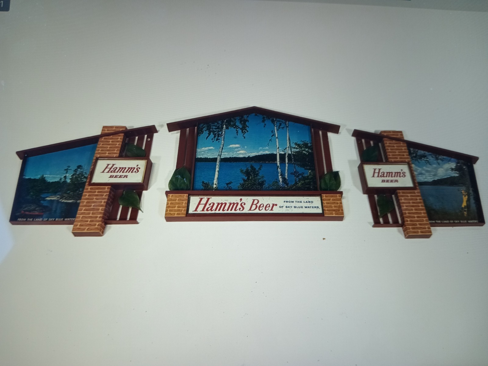 Vintage NOS Hamm\'s Chalet 3 Piece Bar Sign Display still sealed w/ instructions Vintage NOS Hamm\'s Chalet 3 Piece Bar Sign Display still sealed w/ instructions