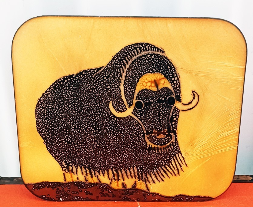 Vintage 1970's Canadian Eskimo Inuit Art Enamel on Copper Musk Ox Mid Century Vintage 1970's Canadian Eskimo Inuit Art Enamel on Copper Musk Ox Mid Century