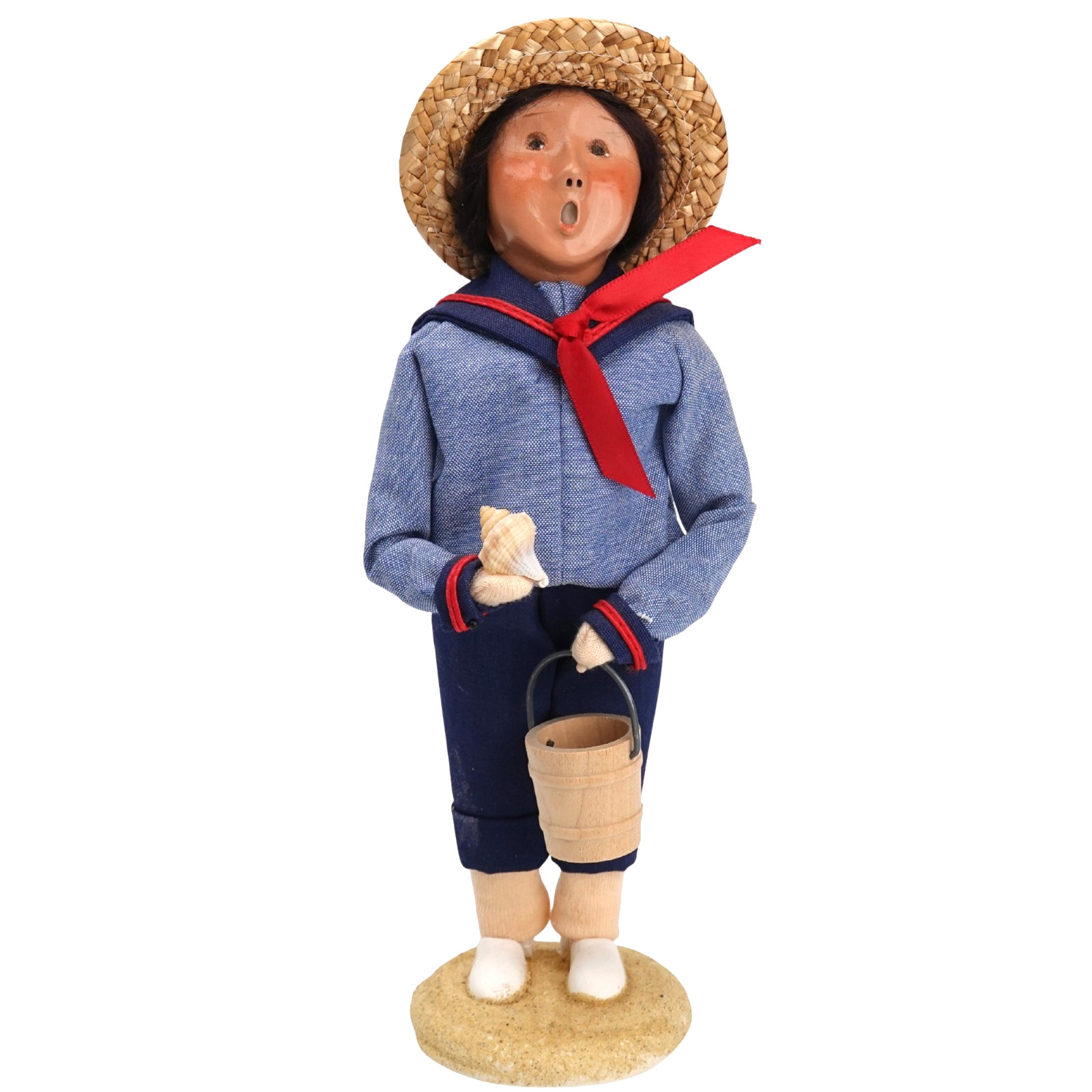Byers Choice 2006 Beach Boy Shell Pail Straw Hat Seashore Caroler VERY RARE