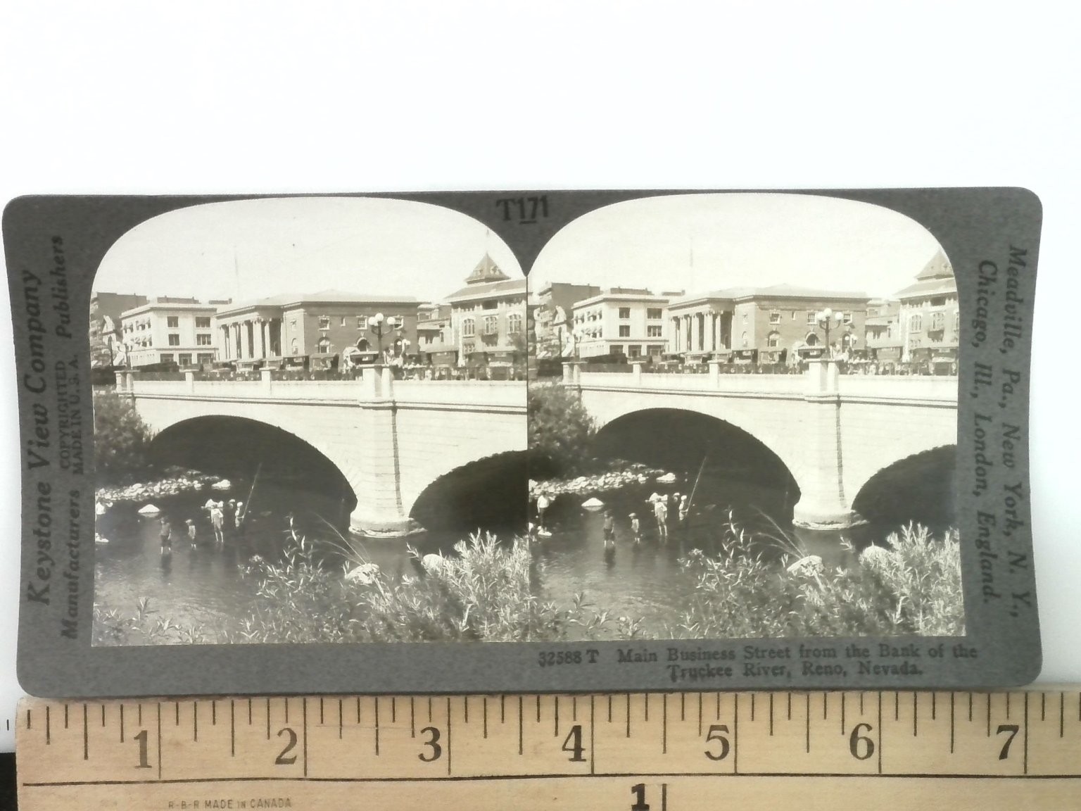 Reno Nevada Stereoview Keystone View Co. Truckee River Main Street 1900s Reno Nevada Stereoview Keystone View Co. Truckee River Main Street 1900s