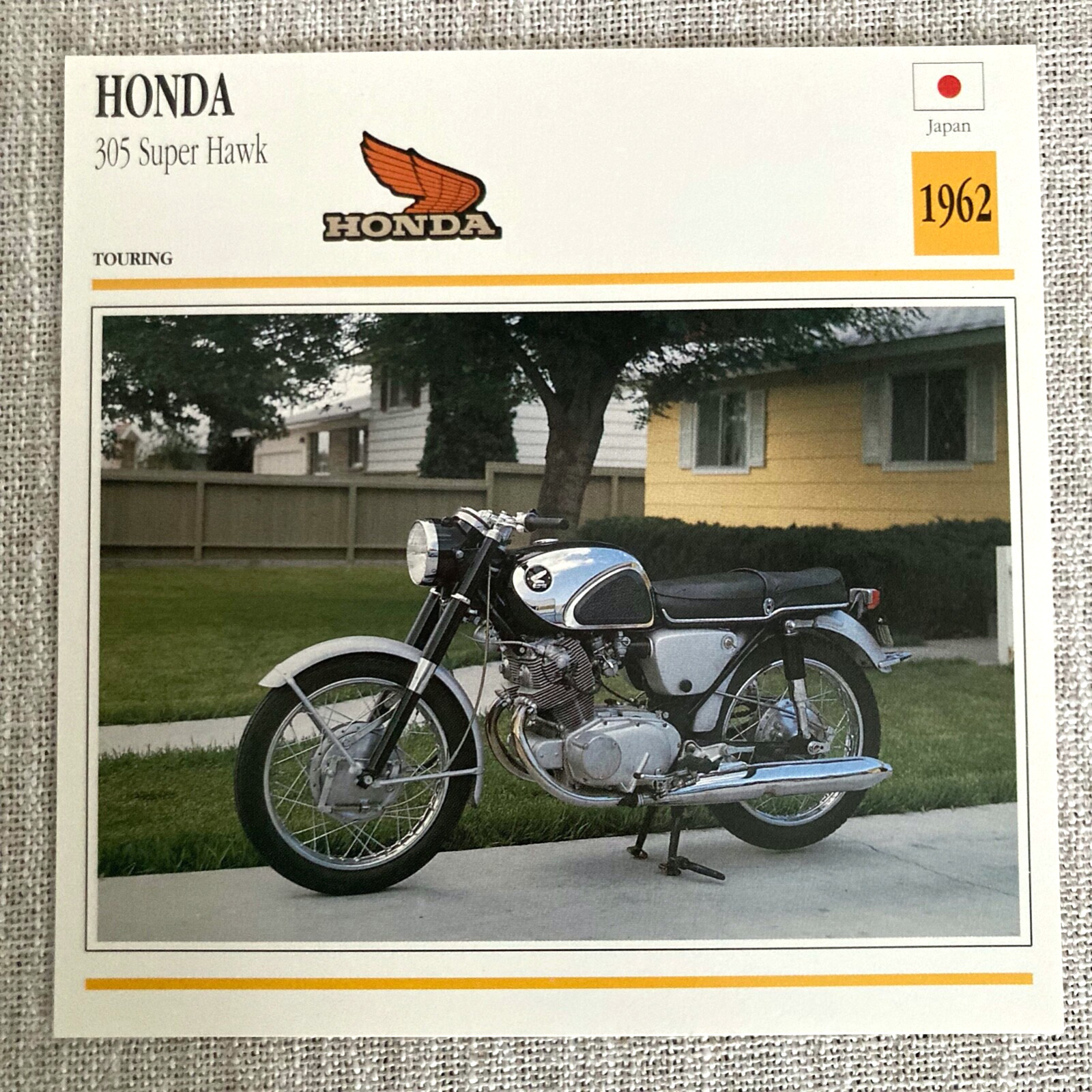 Honda 305 Super Hawk Touring 1962 Japan Edito Service Atlas Motorcycle Card Honda 305 Super Hawk Touring 1962 Japan Edito Service Atlas Motorcycle Card