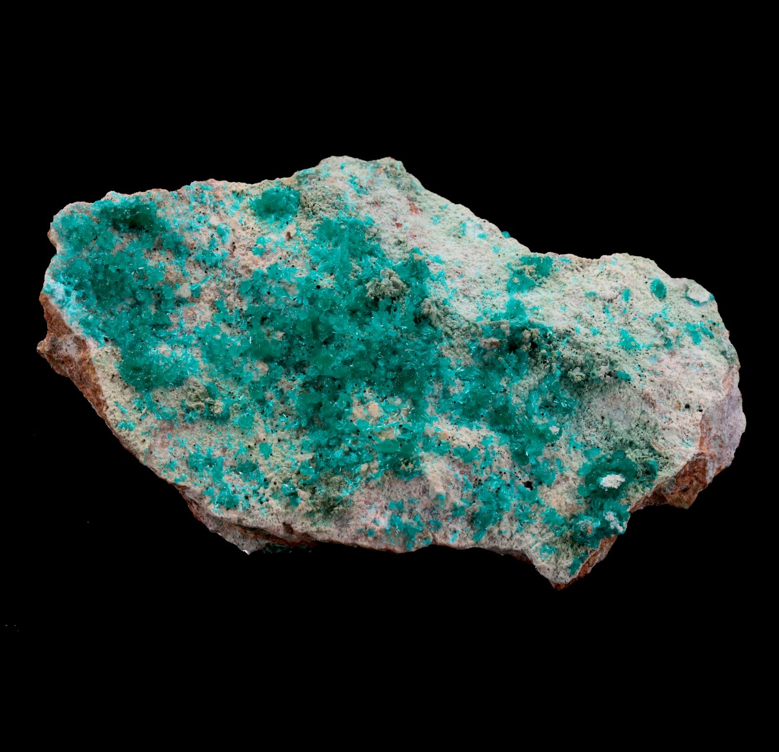 Bright Green Dioptase Crystals on White Matrix - Christmas Mine, Arizona