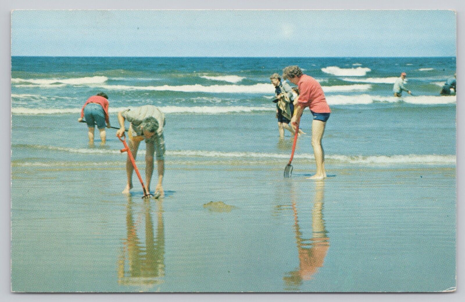 Pismo Beach California, Clam Diggers Clamming on the Beach, Vintage Postcard