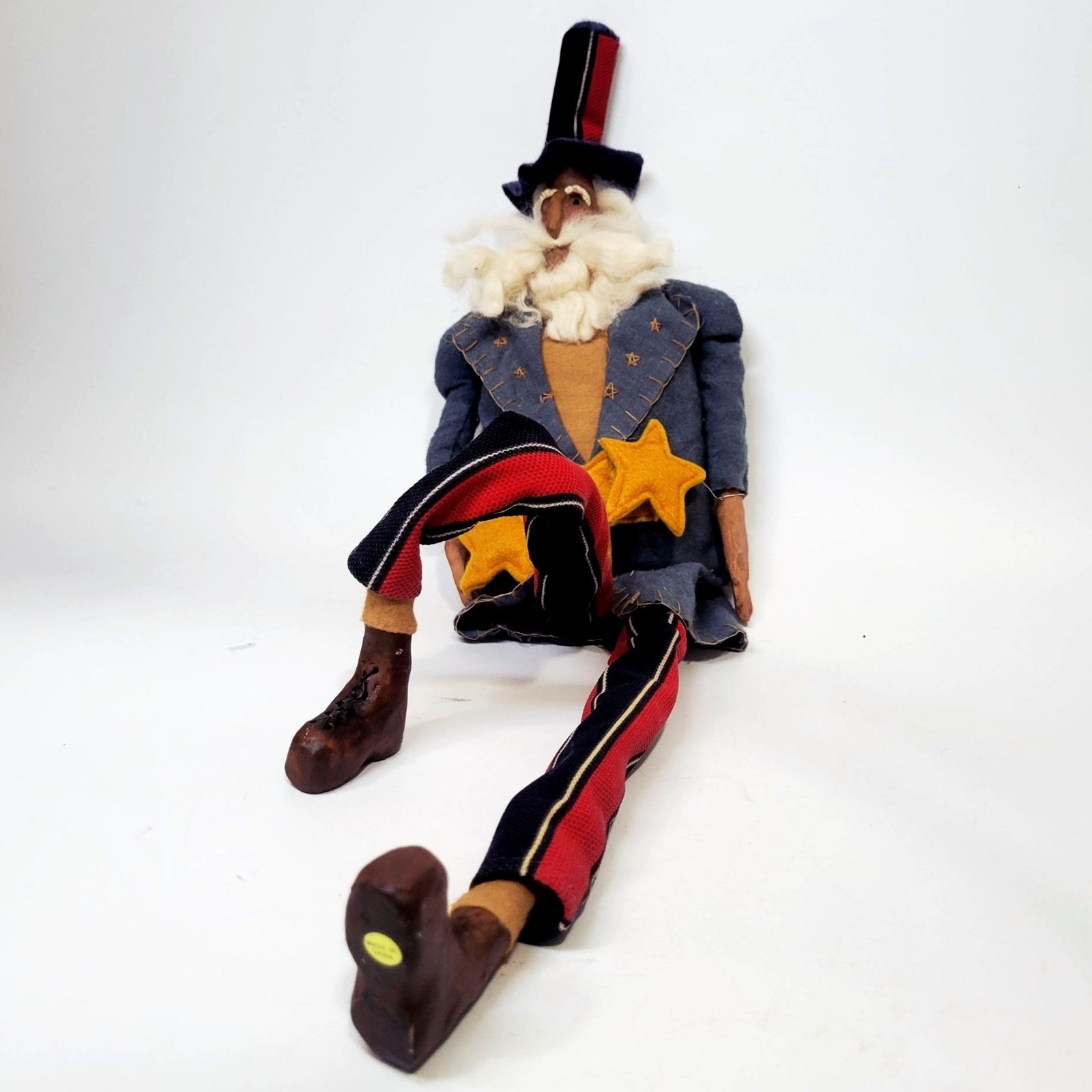 Vintage ESC Trading Kindred Spirits Primitive Uncle Sam Folk Art Doll NOS