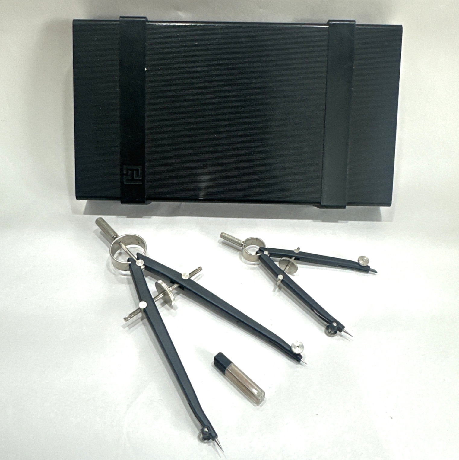 Vintage British Thornton Spring-Bow Compasses Drafting Drawing Instruments +Case