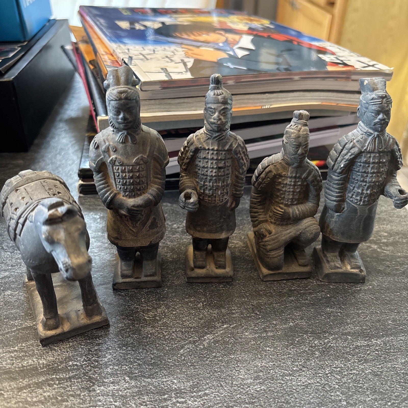 Vintage Chinese Terracotta Clay Pottery  Warrior Army Soldiers & Horse Cultural 
