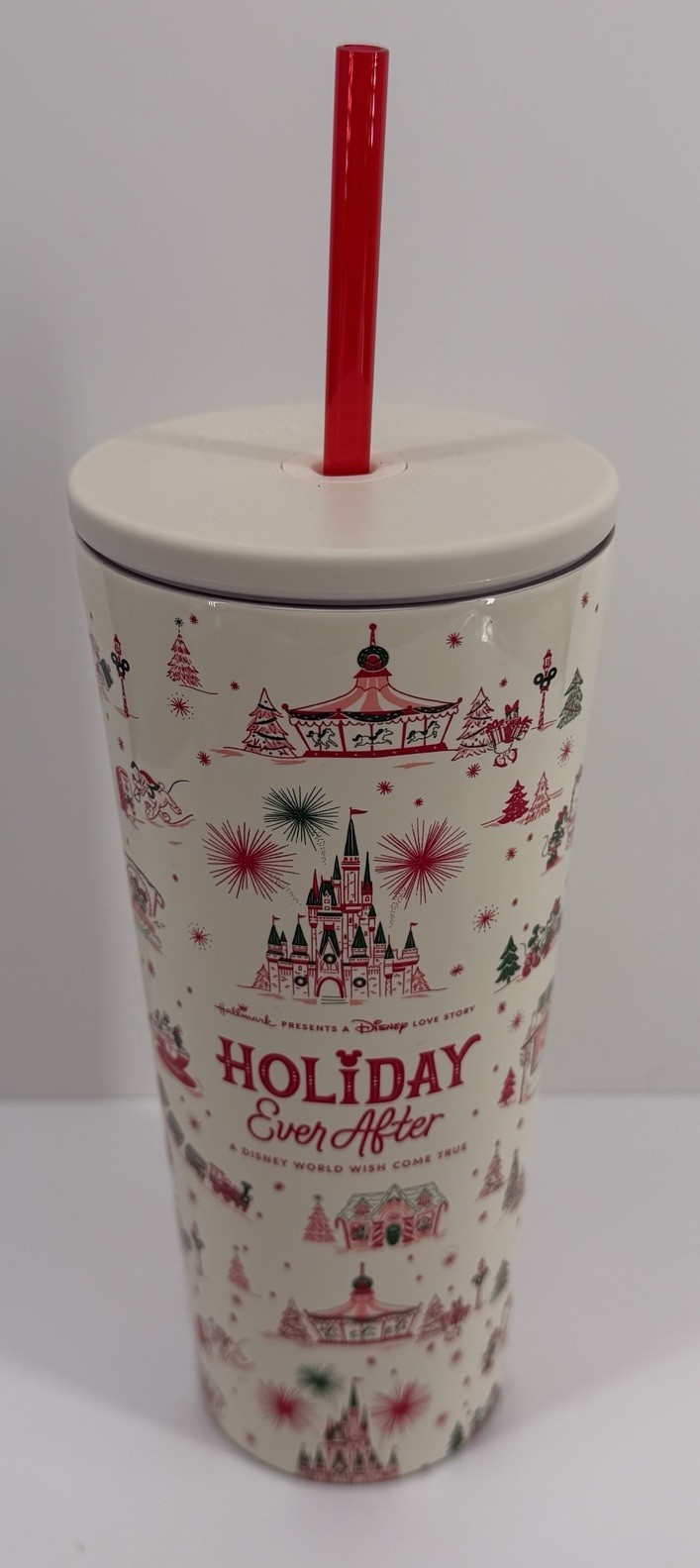 Disney Hallmark Holiday Ever After 24 Oz Corkcicle Stainless Tumbler Cup New