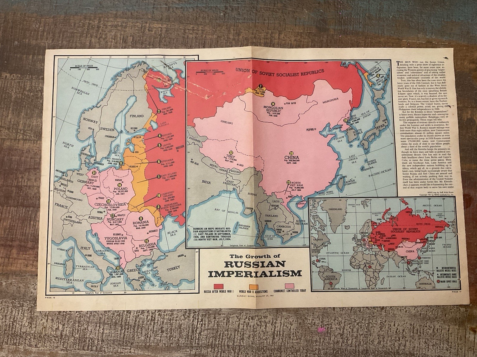 Vintage Cold War Newspaper Lot (2) – 1961 Russian 1963 Red Spy