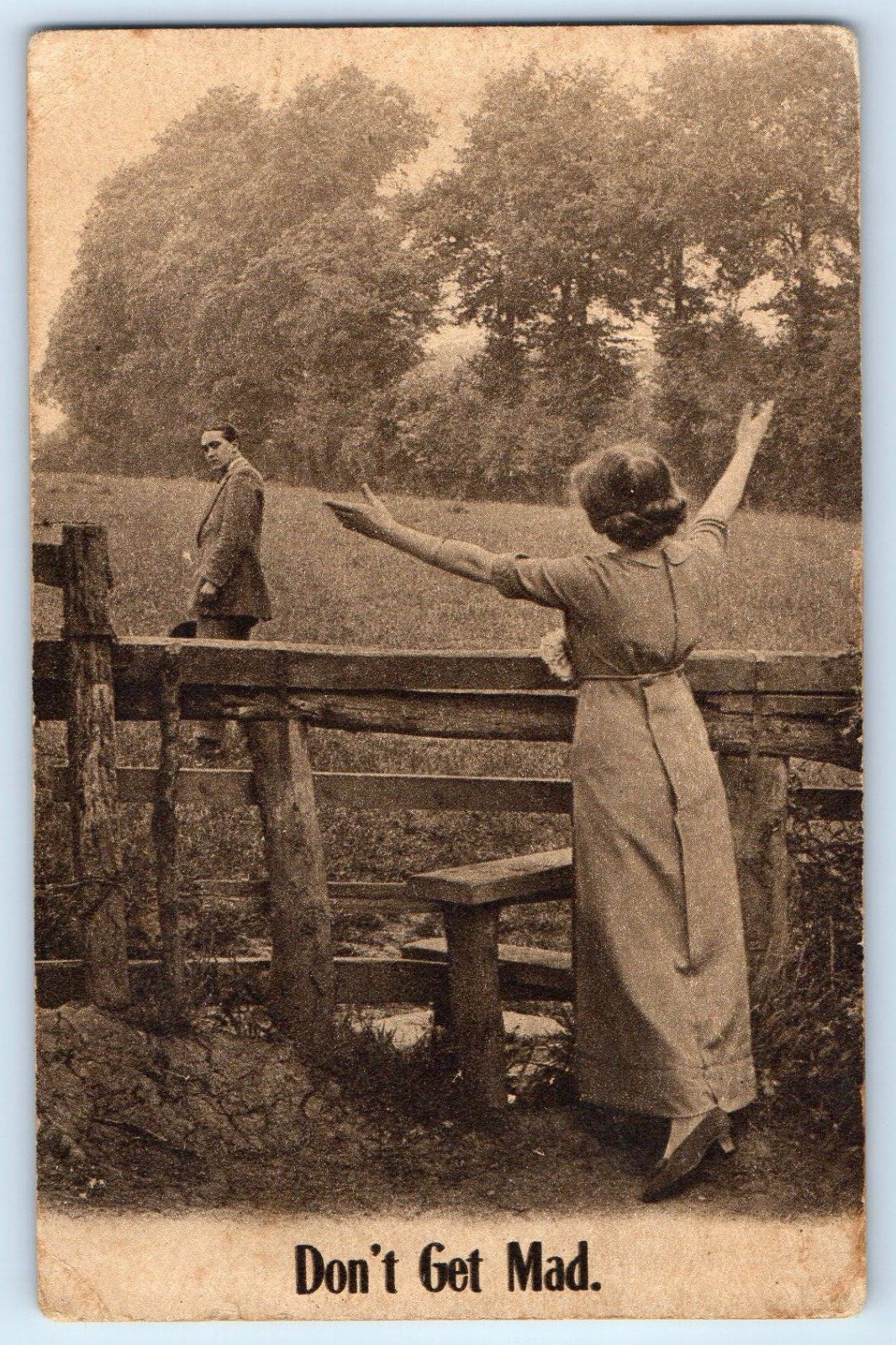 c1910\'s Couple Woman On Fence Don\'t Get Mad Buchanan Michigan MI Postcard c1910\'s Couple Woman On Fence Don\'t Get Mad Buchanan Michigan MI Postcard
