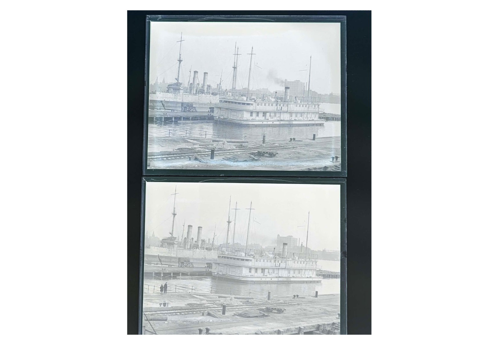 1930 Boston Navy Yard US Navy Torpedo Test Barge Newport RI Glass Negs (2) OOAK