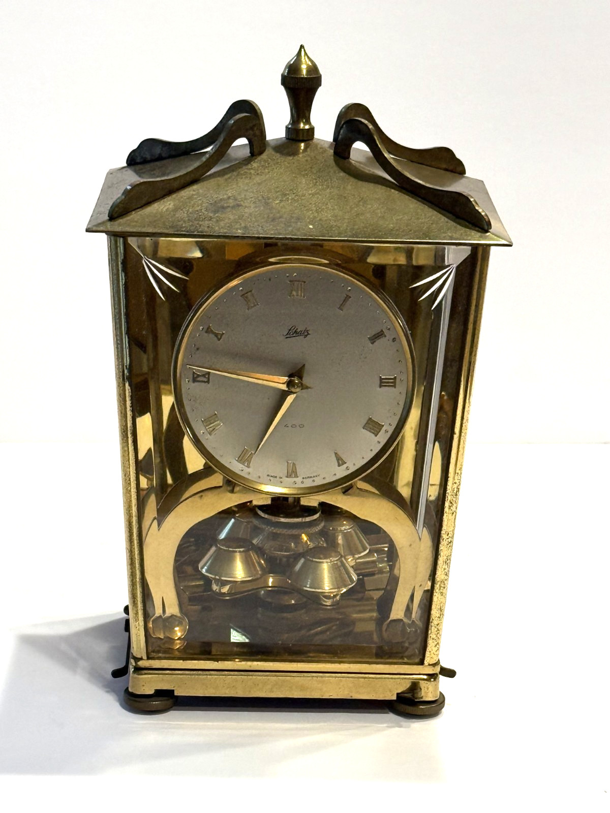 Vintage 1956 Schatz 400 German Mid Century Brass Day Anniversary Clock For Parts Vintage 1956 Schatz 400 German Mid Century Brass Day Anniversary Clock For Parts