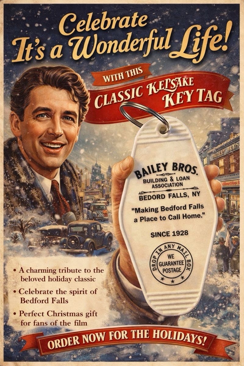 It's A Wonderful Life Movie Bailey Brother Loan Inspired Key Tag. It's A Wonderful Life Movie Bailey Brother Loan Inspired Key Tag.