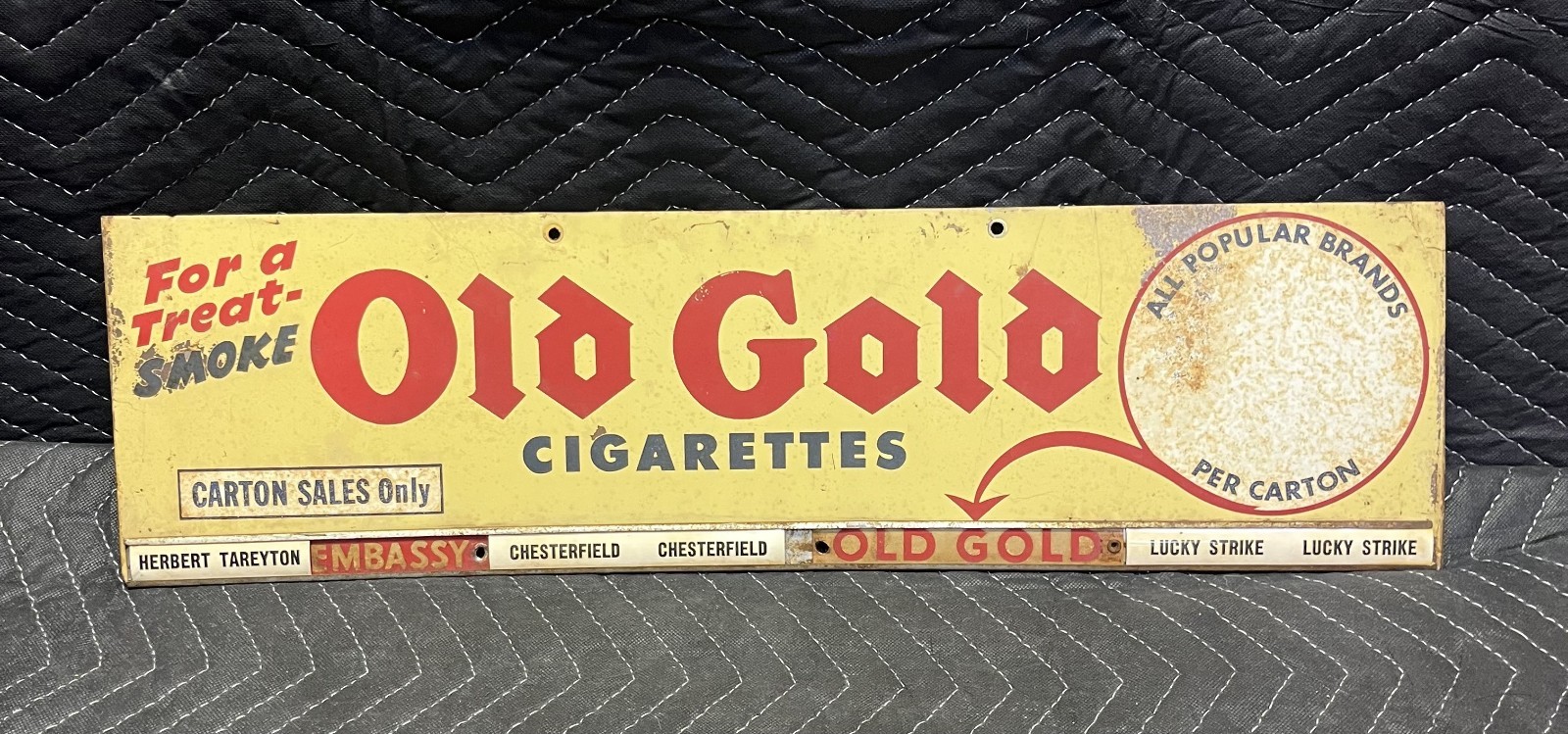 Vintage Old Gold Cigarettes Advertising Store Display Sign ( 7.5 x 26.5)