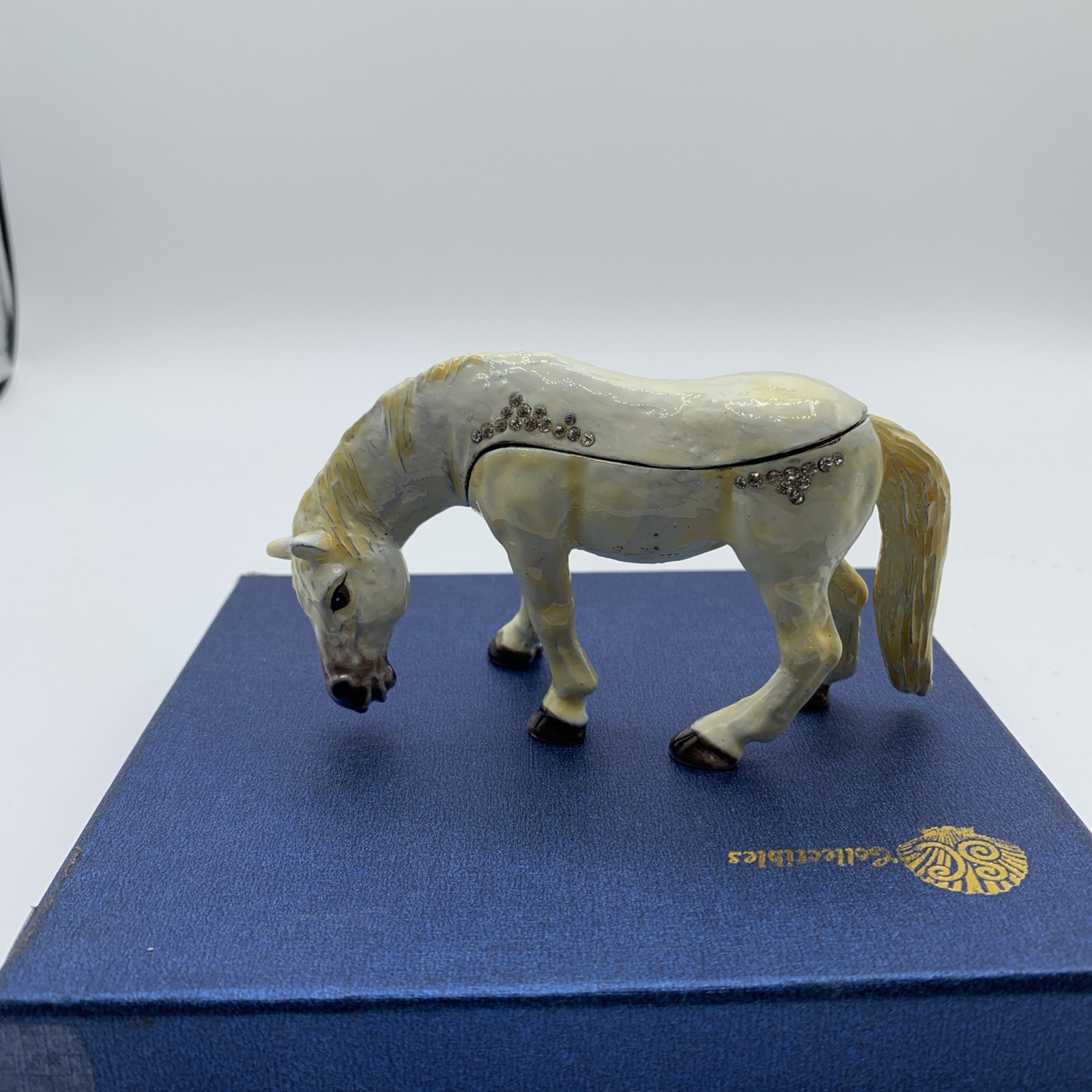 Bejeweled Champagne Pony Trinket Box NIB New