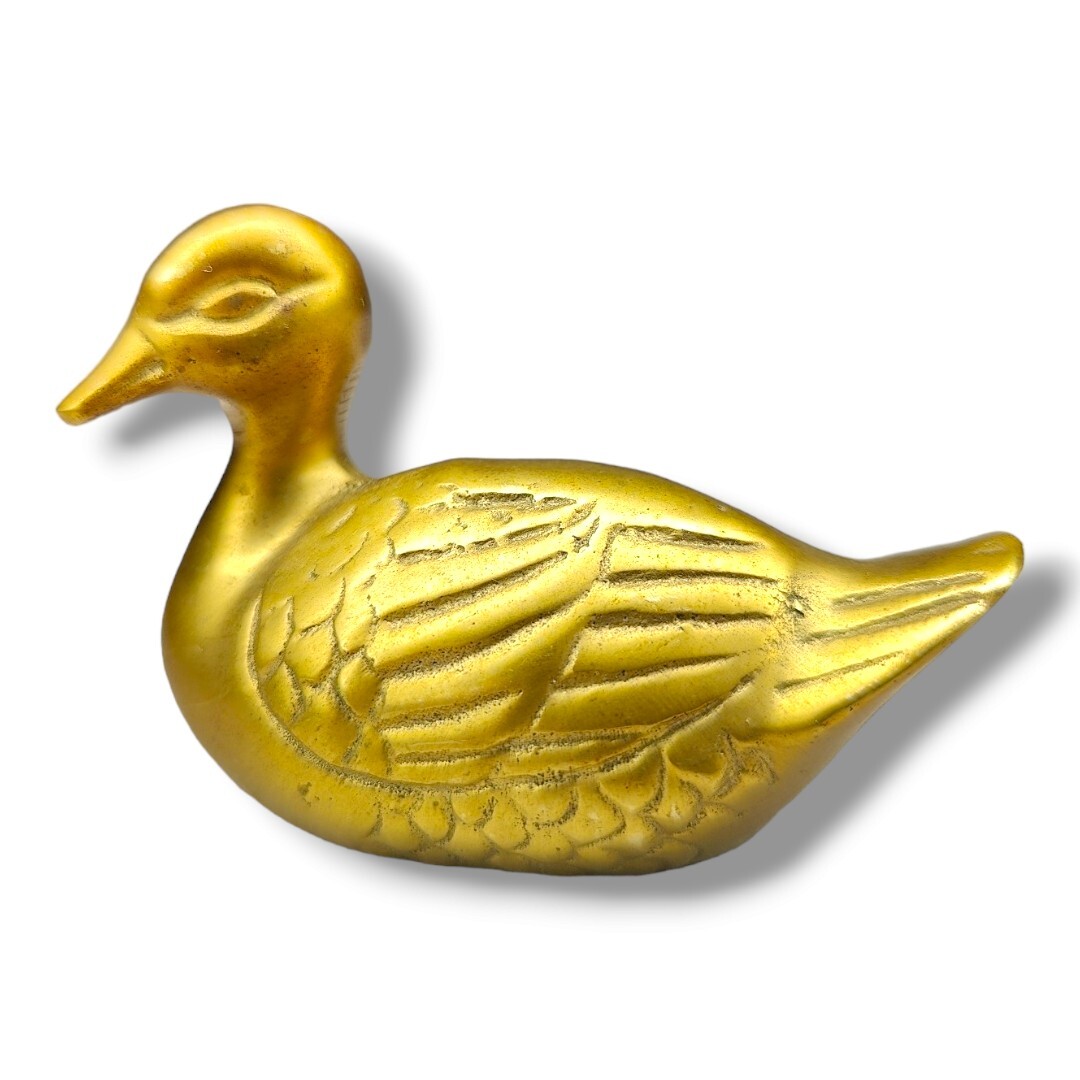 Vintage Miniature Solid Brass Duck Figurine Paperweight 2.5\