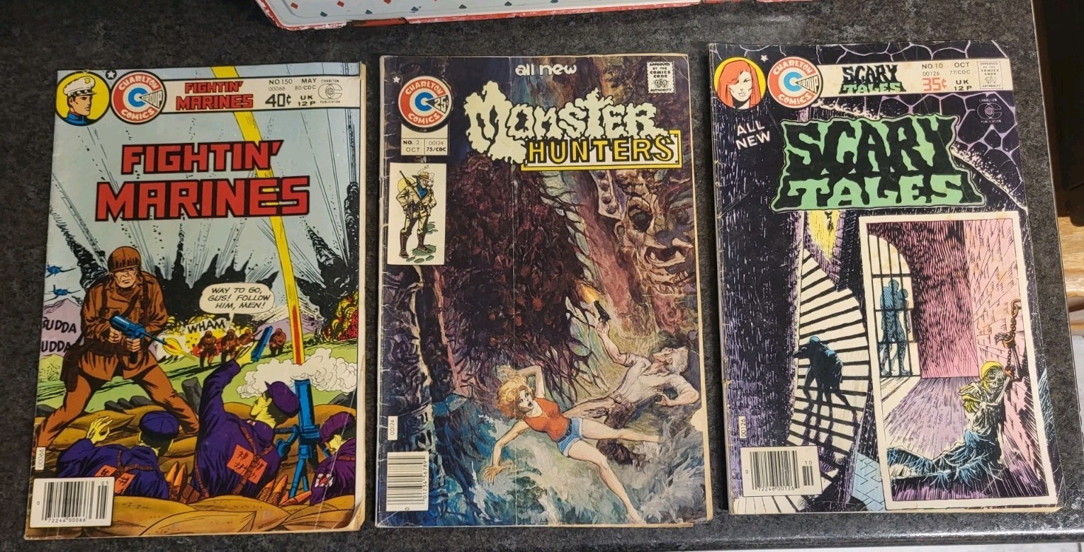Awesome Lot Of 3 Vintage Charlton Comics 1975 - 80 Scary Tales Monster Fightin