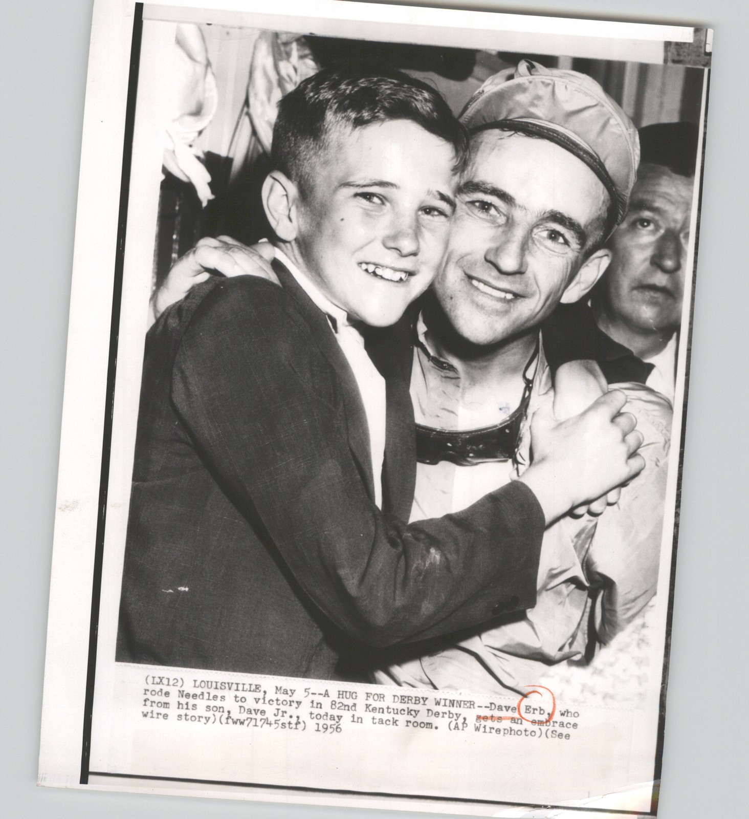 KENTUCKY DERBY Winning Jockey Dave Erb & Son Vintage 1956 Press Photo