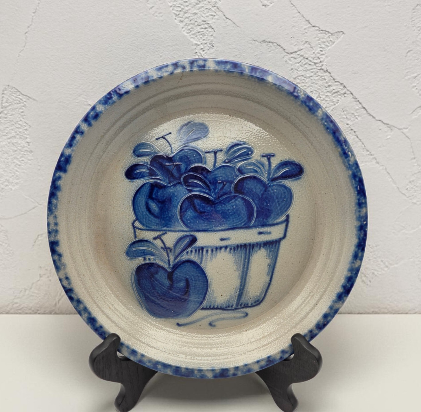 David Eldreth Pottery Salt Glazed Apple Basket Pie Plate 11\ David Eldreth Pottery Salt Glazed Apple Basket Pie Plate 11\
