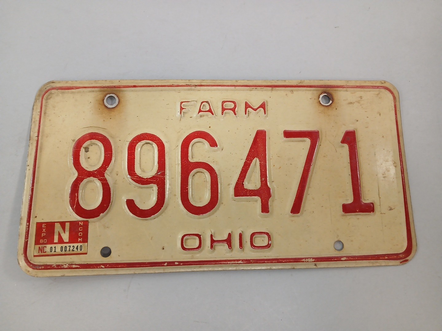 VINTAGE 1979-80 OHIO FARM LICENSE PLATE Truck Tag 