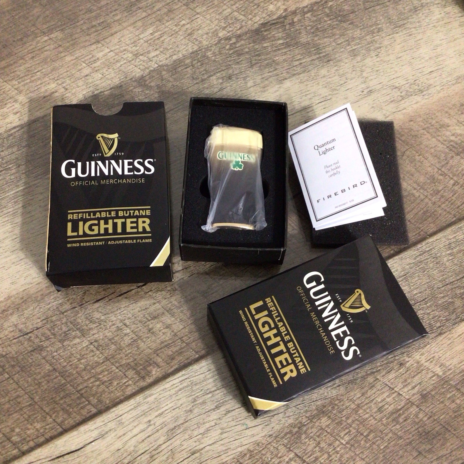 Guinness Pint Glass Shaped Butane Lighter Firebird Quantum Official Licensed