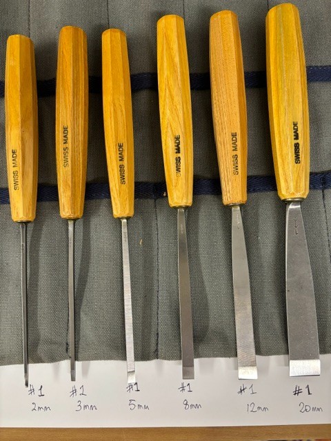 Pfeil Swiss Made Wood Carving Chisel Set | #1 Double Bevel | 6-Piece Full Size