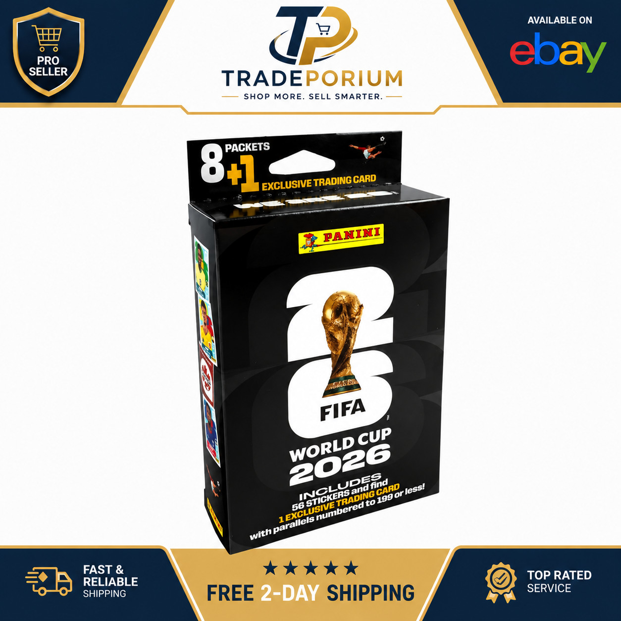2026 Panini FIFA World Cup Soccer Hanger Box 8 Packs 56 Stickers US Edition NEW 2026 Panini FIFA World Cup Soccer Hanger Box 8 Packs 56 Stickers US Edition NEW