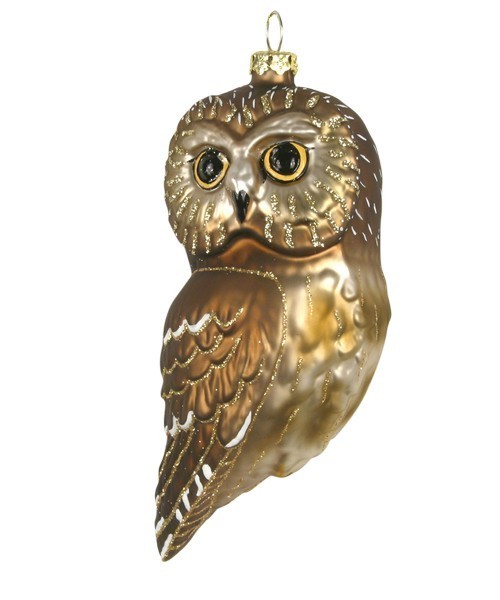 Hand Blown Glass Cobane Northern Whet Owl Ornament Cobane D 395