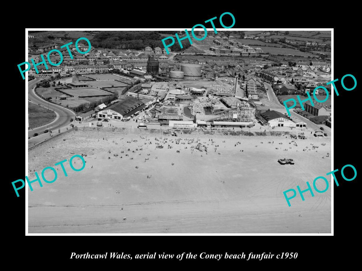 OLD 6 X 4 HISTORIC PHOTO OF PORTHCAWL WALES, AERIAL VIEW CONEY BEACH FAIR c1950 OLD 6 X 4 HISTORIC PHOTO OF PORTHCAWL WALES, AERIAL VIEW CONEY BEACH FAIR c1950