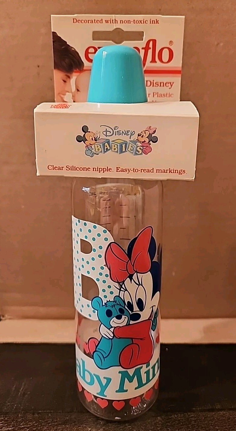 Vintage 1984 Evenflo Clear Disney Babies Nurser Baby Bottle - Baby Minnie - NEW