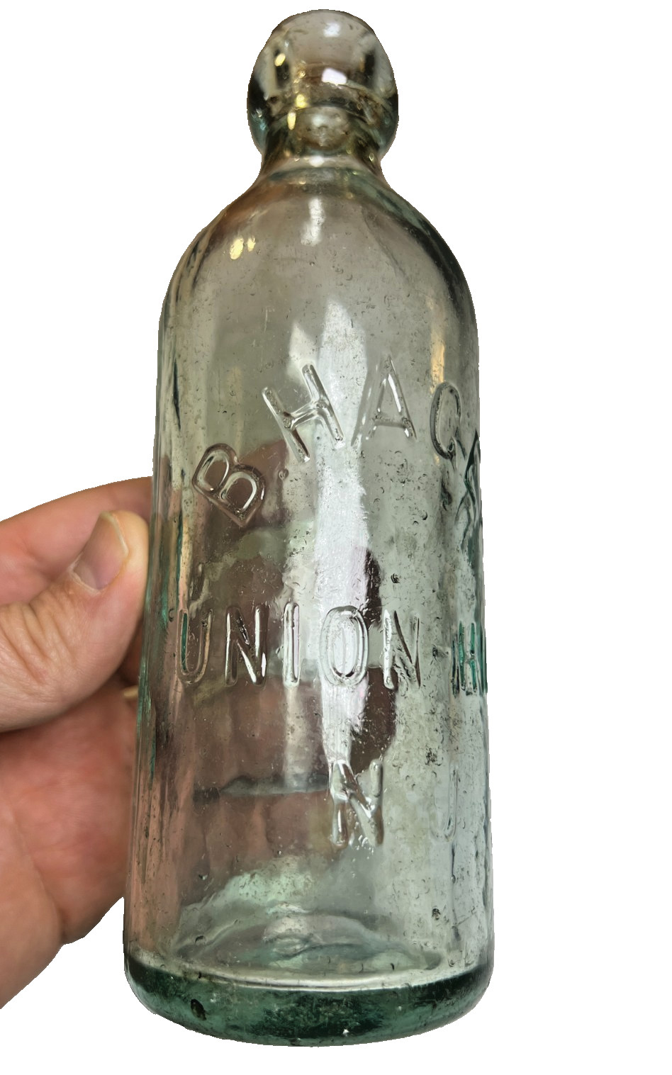Antique B. Hager Union Hill NJ New Jersey Blob Top Bottle Union City Hoboken