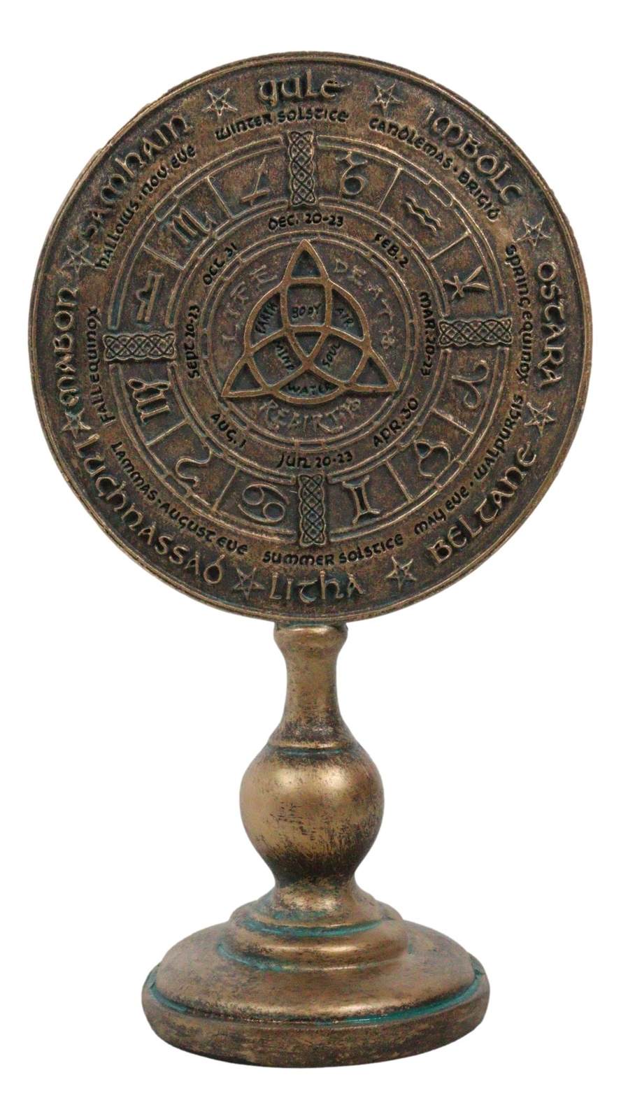 Wicca Celtic Sabbat Rune Triqueta Triquetra Wheel of The Year Desktop Plaque