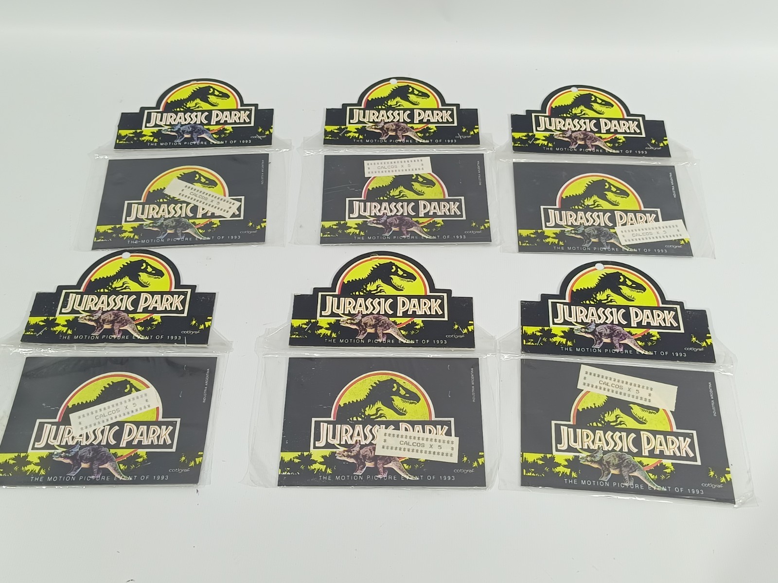 RARE Jurassic Park Cotigraf Argentina Vintage Stickers Lot 6 Sealed Packs Merch