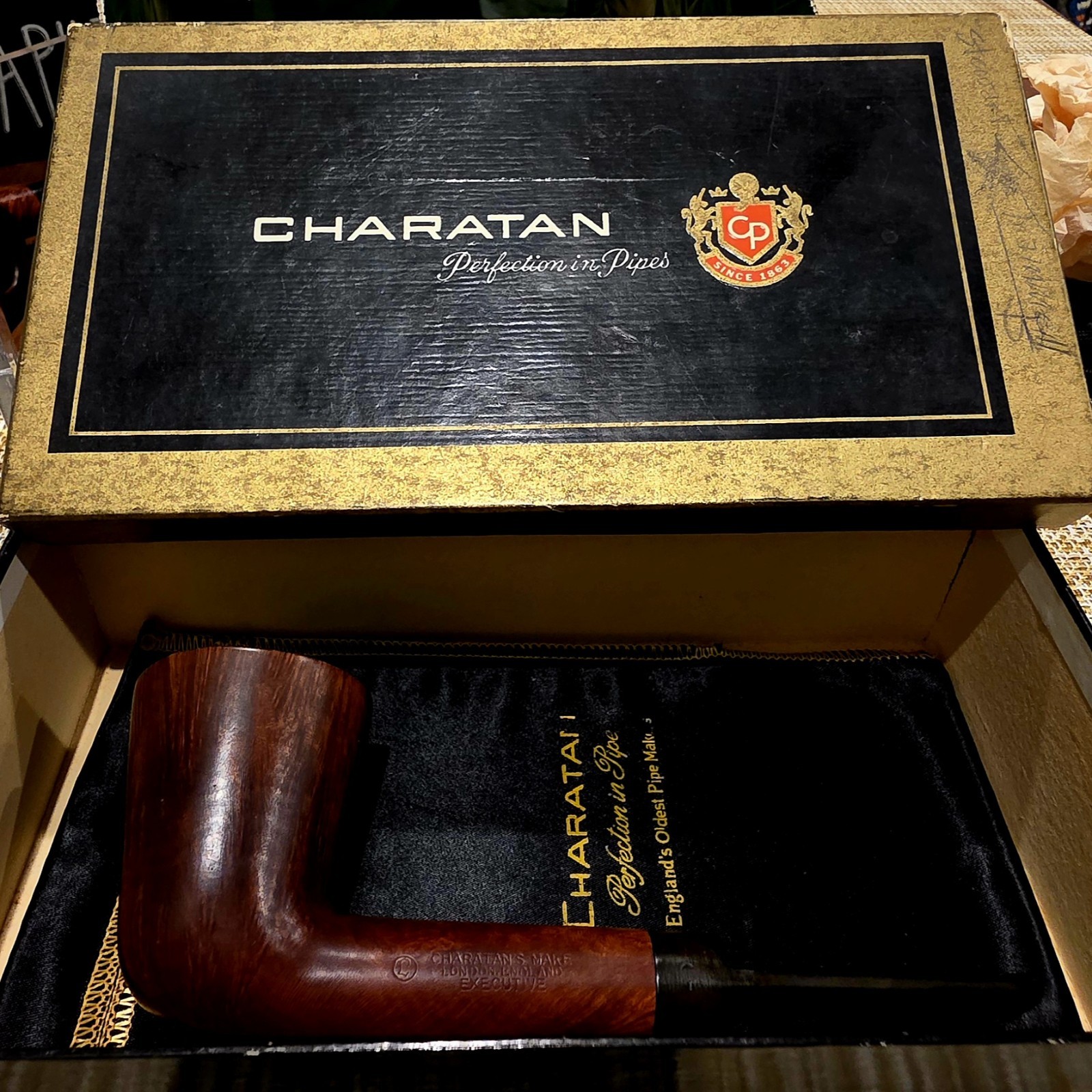 CHARATAN EXECUTIVE LANE'S ERA ESTATE BRIAR SMOKING PIPE MADE IN LONDON BOX & SOX