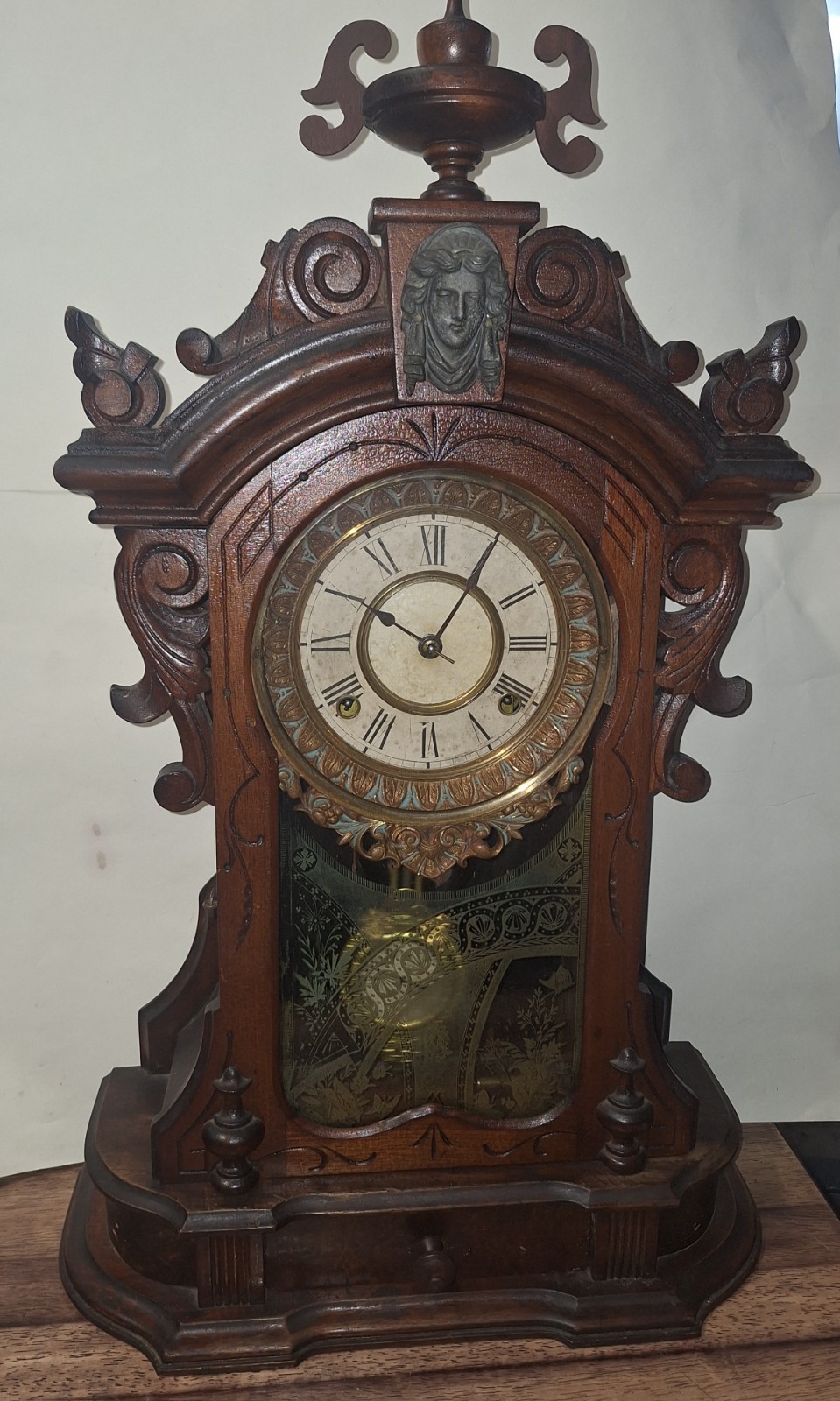 Antique Ansonia Monarch 8 Day Mantel Chime Clock Working 