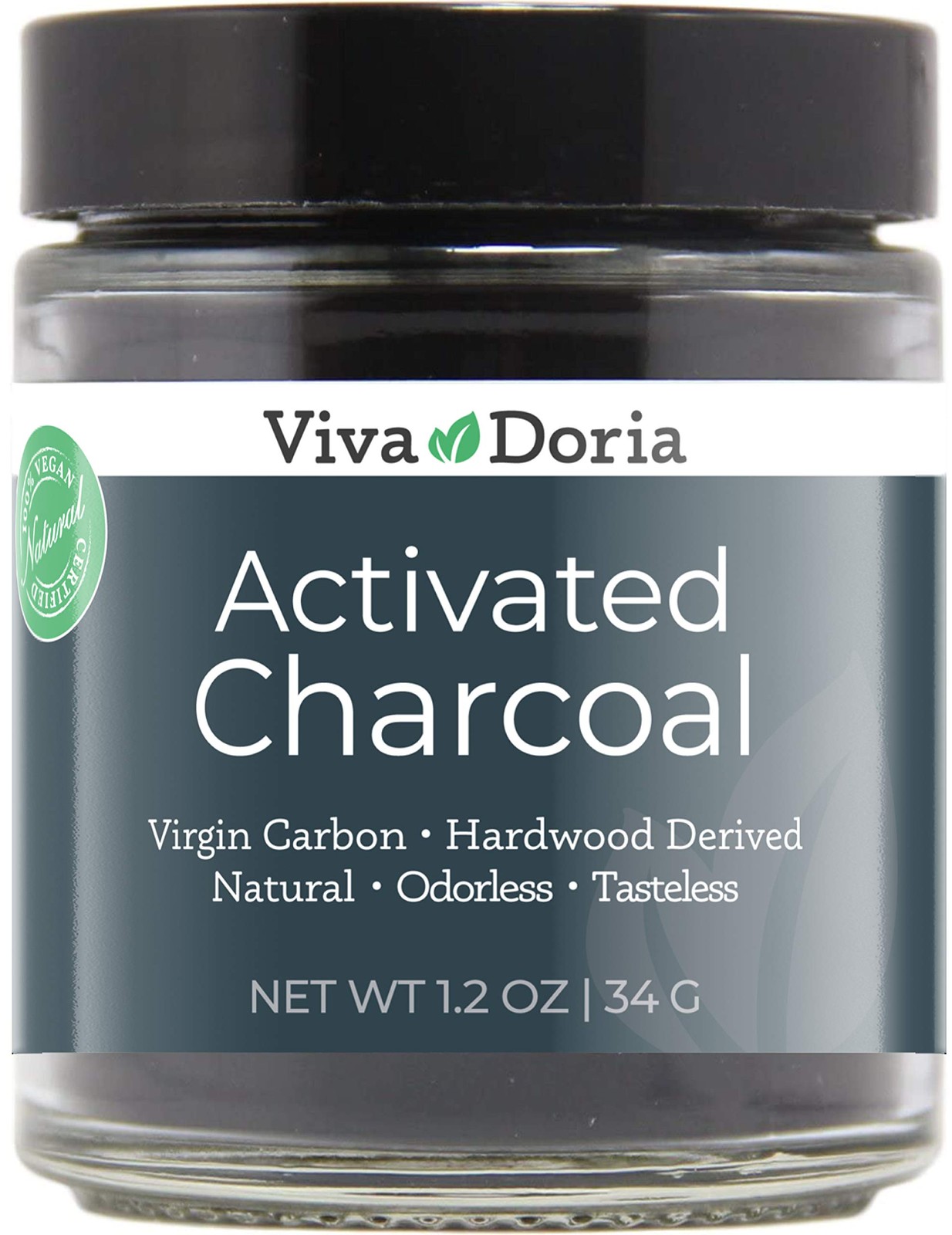 Activated Charcoal Powder, Hardwood, Food Grade, 1.2 Oz Glass Jar Activated Charcoal Powder, Hardwood, Food Grade, 1.2 Oz Glass Jar