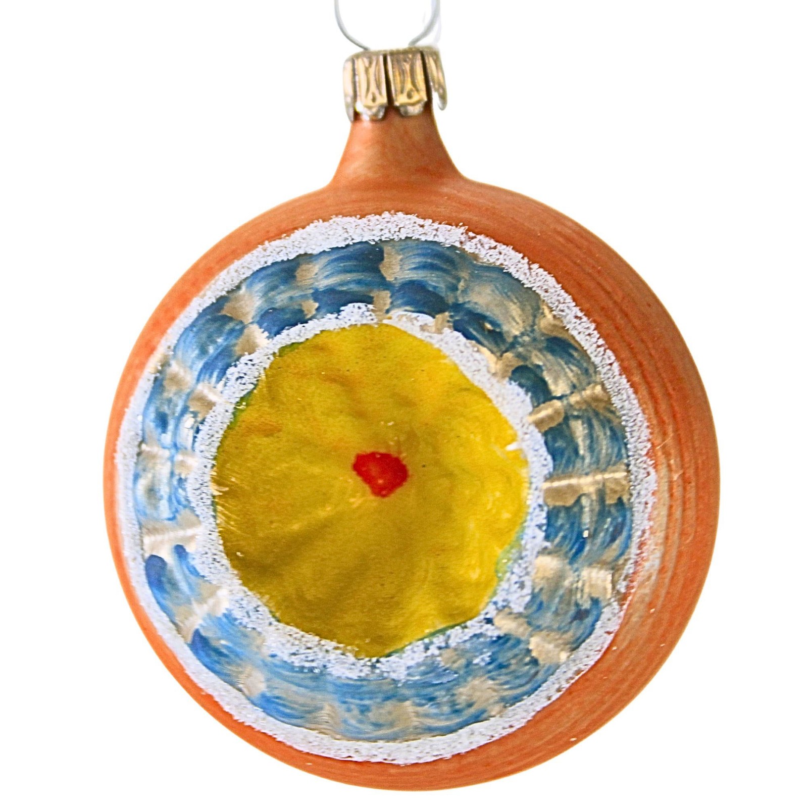 Marolin 2.25In Yellow Double Reflex, Glass, Vintage German Ornament 2011089D Marolin 2.25In Yellow Double Reflex, Glass, Vintage German Ornament 2011089D