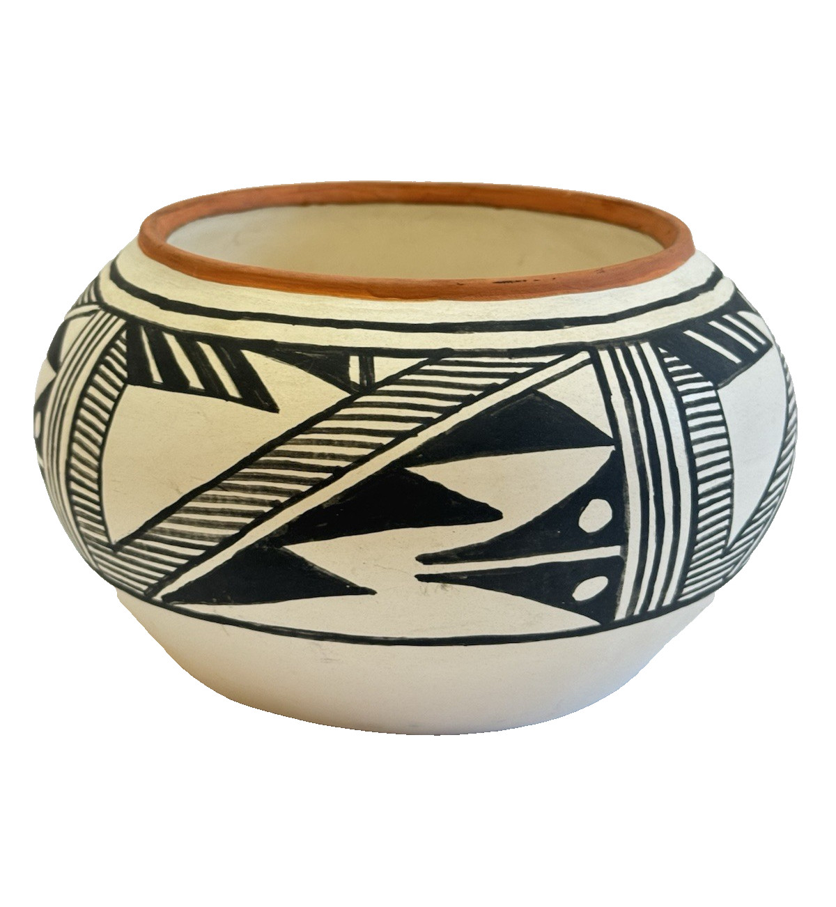 Vintage Isleta Pueblo Pottery Bowl Signed Lucy R Jojola Native American Art 7\
