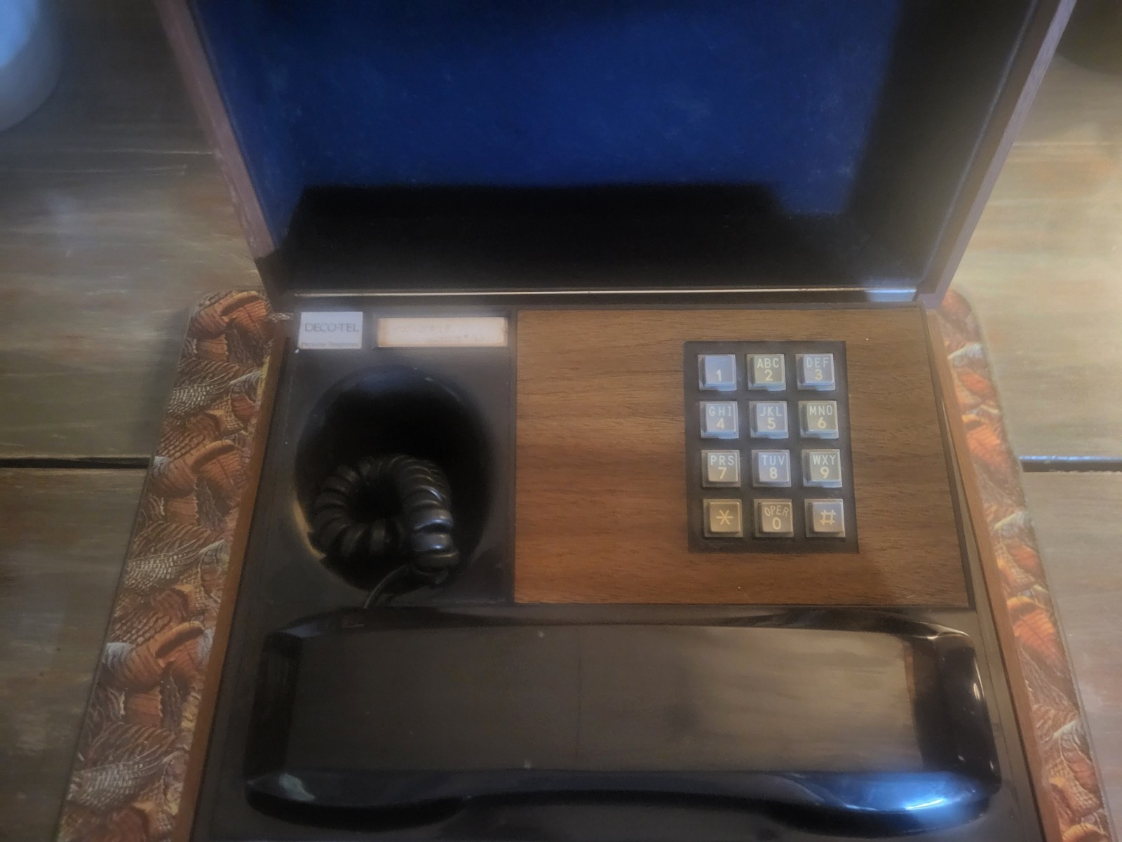 Vintage 1970s Deco-Tel Phone in a Box Push Button Telephone Woodgrain Case Vintage 1970s Deco-Tel Phone in a Box Push Button Telephone Woodgrain Case