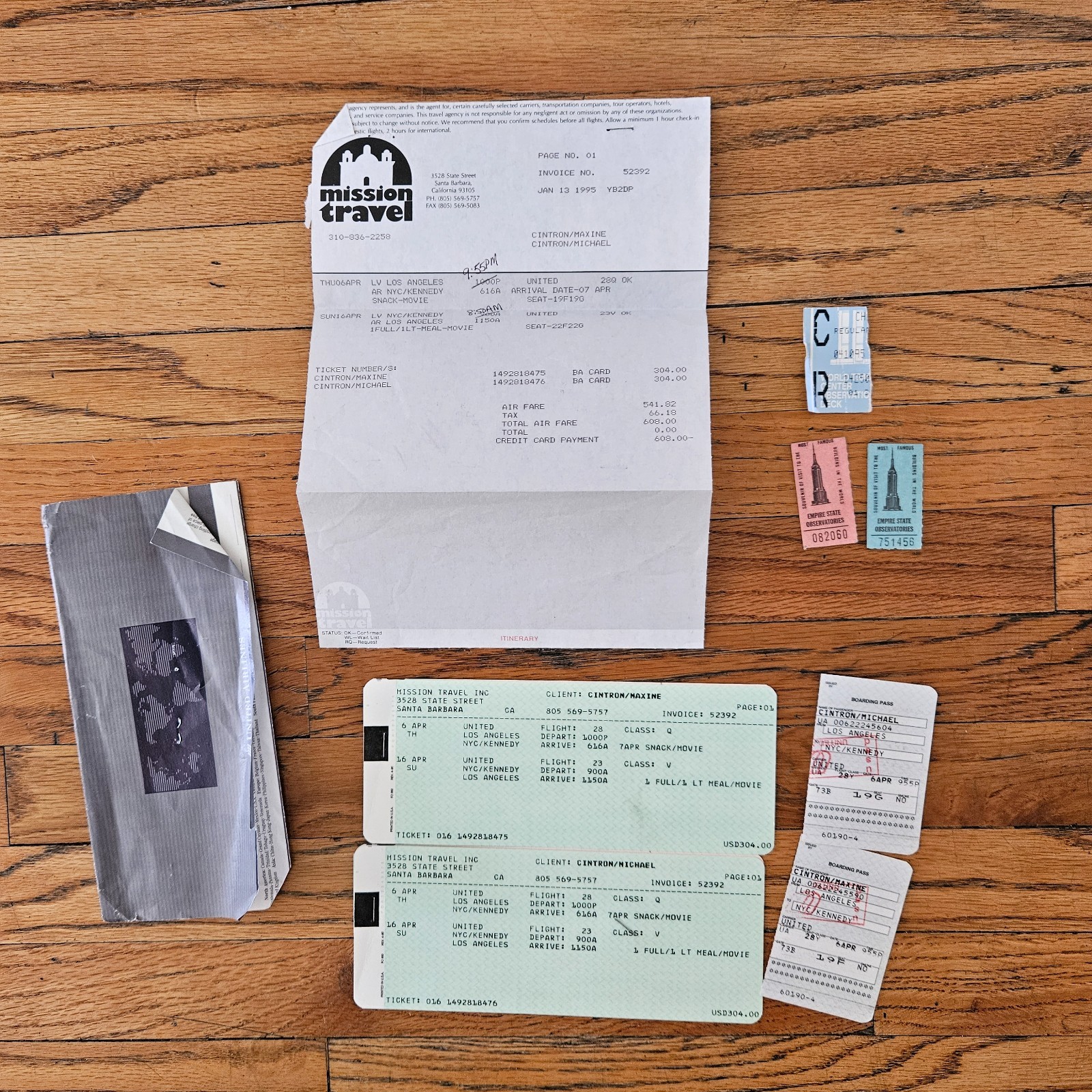 World Trade Center Observatory Observation Deck Ticket Stub & More NYC 04/10/95 World Trade Center Observatory Observation Deck Ticket Stub & More NYC 04/10/95