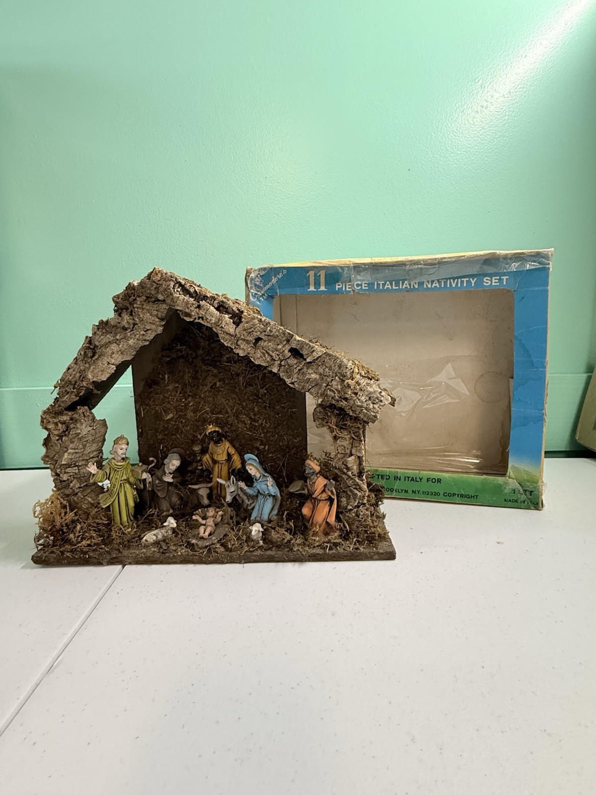 Vintage Italian Crèche Nativity Set 11 Piece Set In Original Box