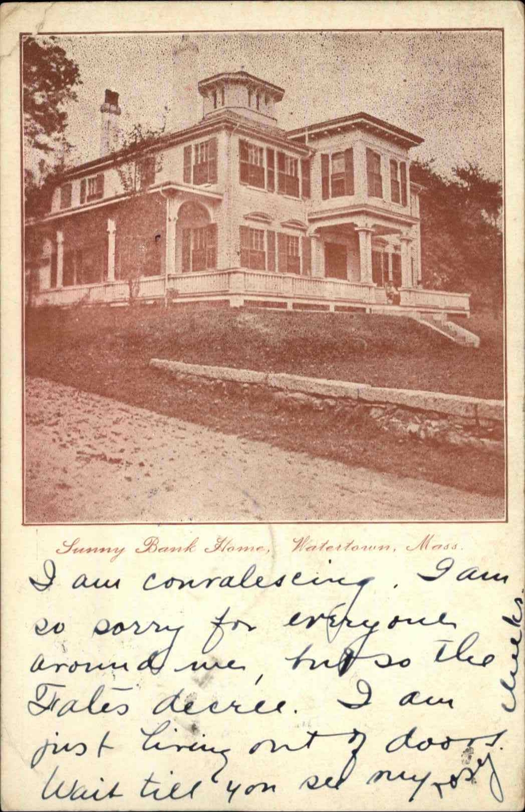 Watertown MA Sunny Bank Home c1910 Postcard Watertown MA Sunny Bank Home c1910 Postcard