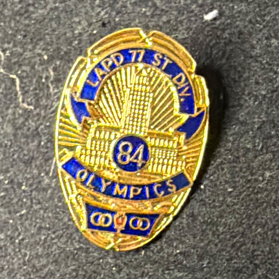 Vtg 1984 Olympics Los Angeles Olympic Games Gold Blue Pinback Badge Pin