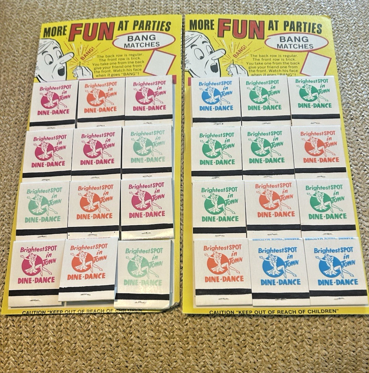 Vintage BANG Matches-Store Display -Novelty Item / Trick Matches=12 Packs=2 SETS