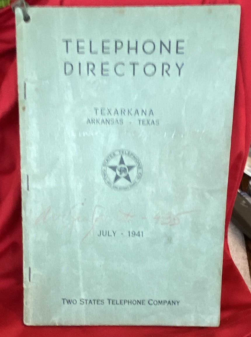 Vintage 1941 Texarkana Arkansas - Texas Telephone Directory Phone Book