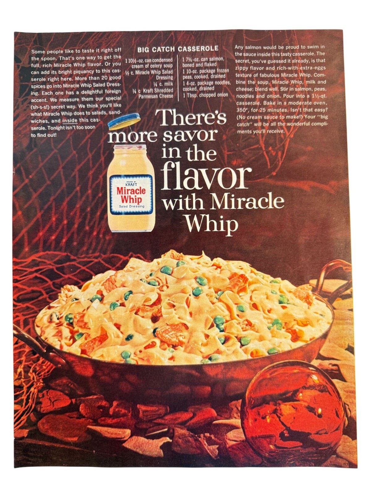 Vintage 1961 Kraft Miracle Whip Salad Dressing Food Advertisement Print Ad