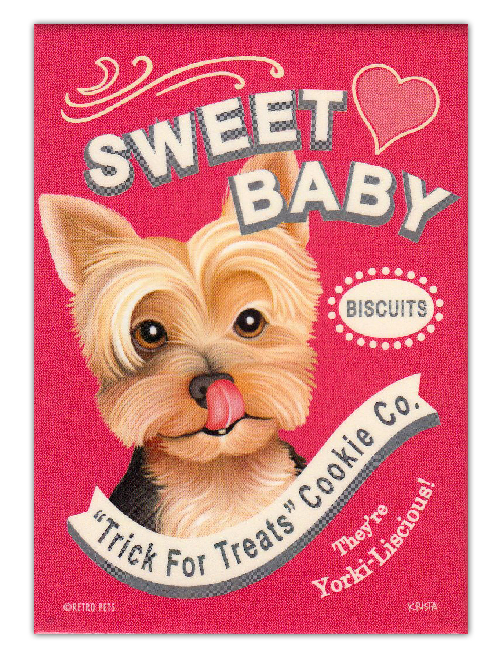 Retro Dogs Refrigerator Magnets - Yorkshire Terrier (Yorkie) Biscuits - Art Retro Dogs Refrigerator Magnets - Yorkshire Terrier (Yorkie) Biscuits - Art